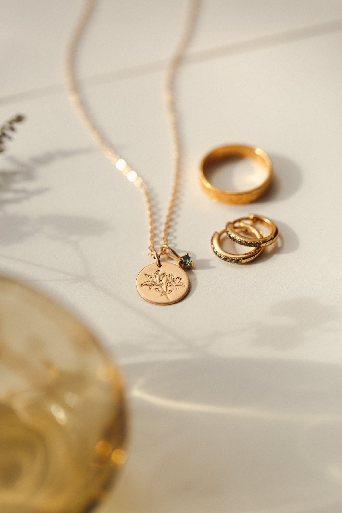 Solid Gold Flora Birthstone Necklace