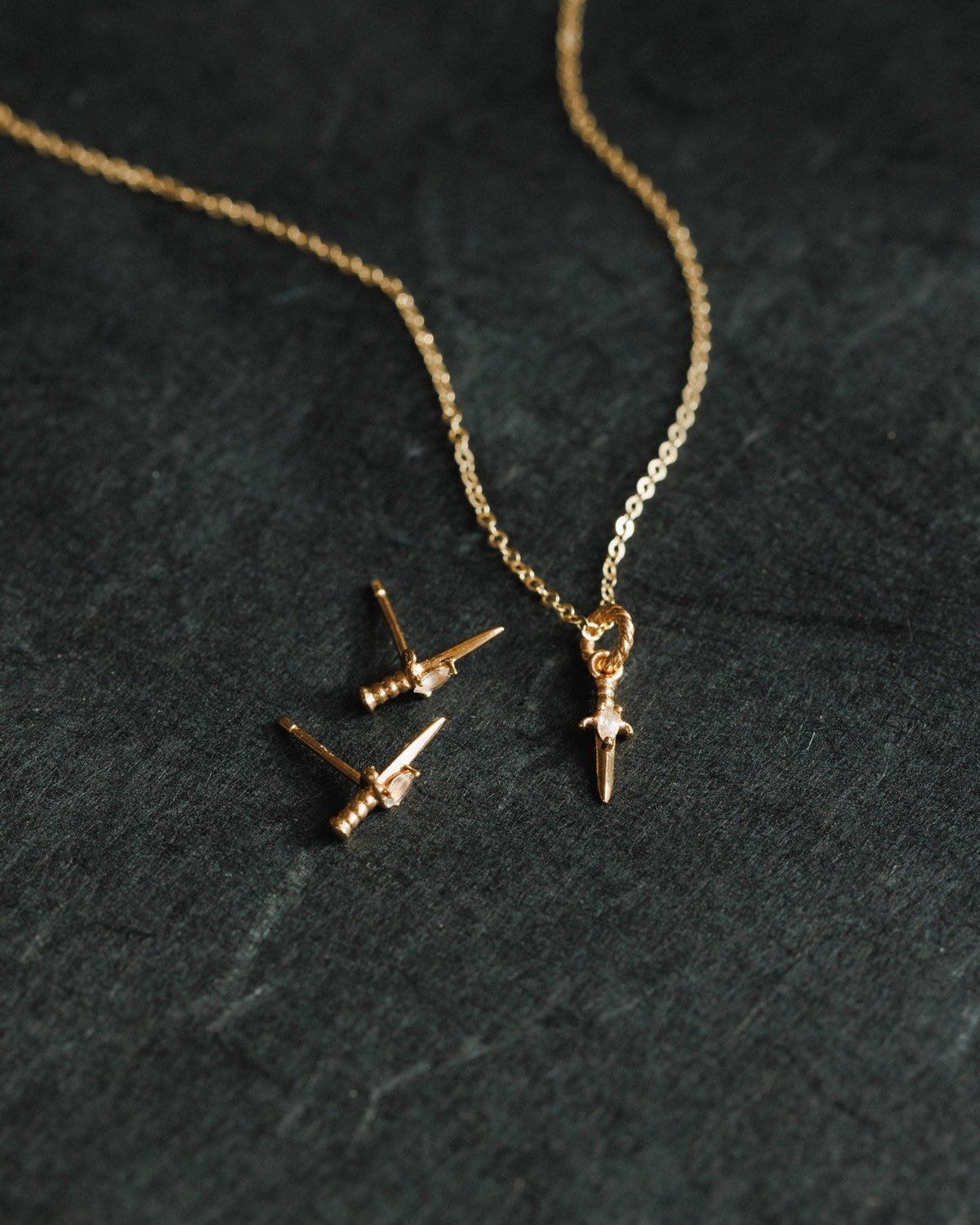 Moonstone Dagger Studs