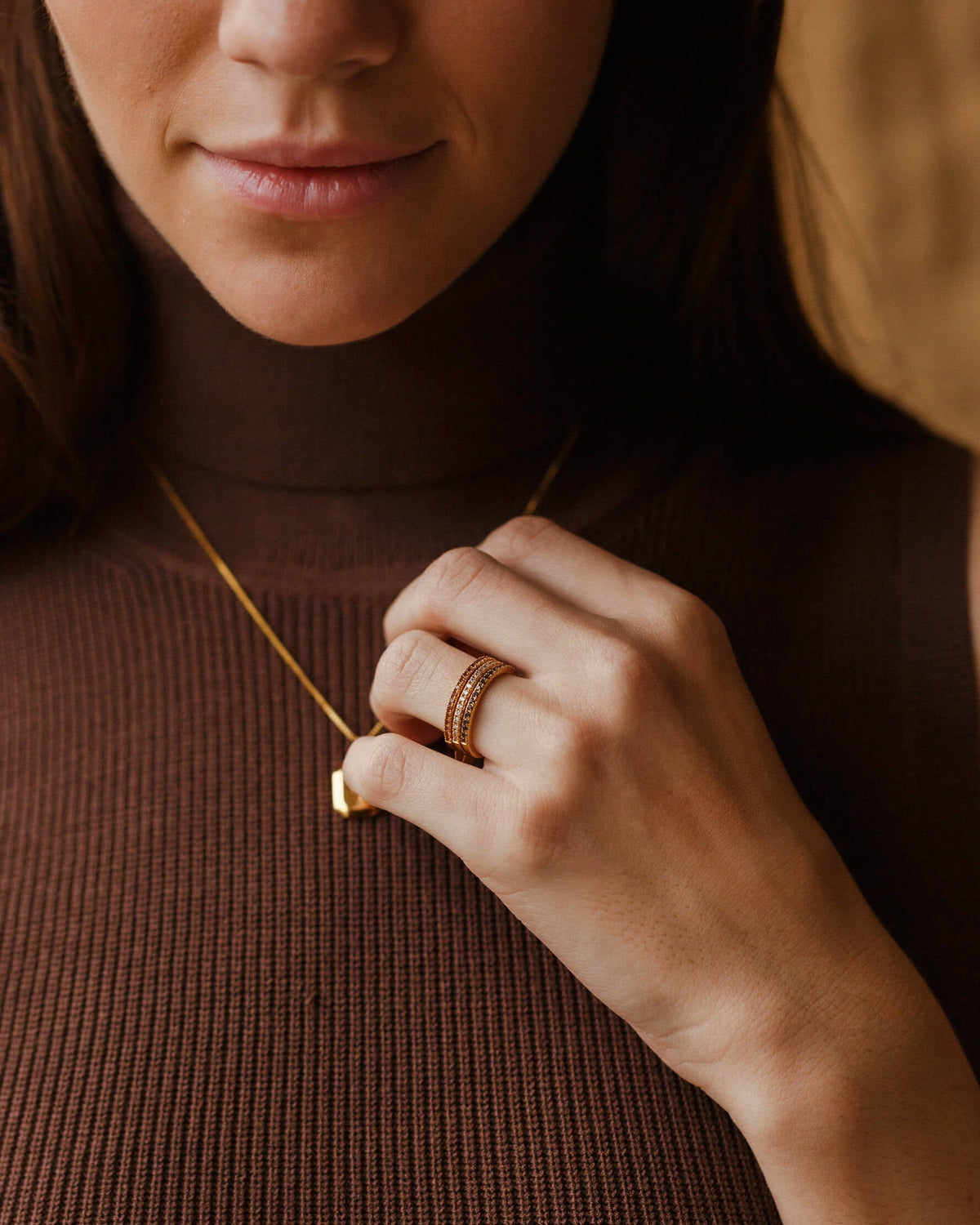 Gold Aura Birthstone Stacking Ring