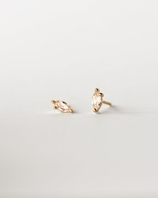 White Sapphire Leaflet Studs