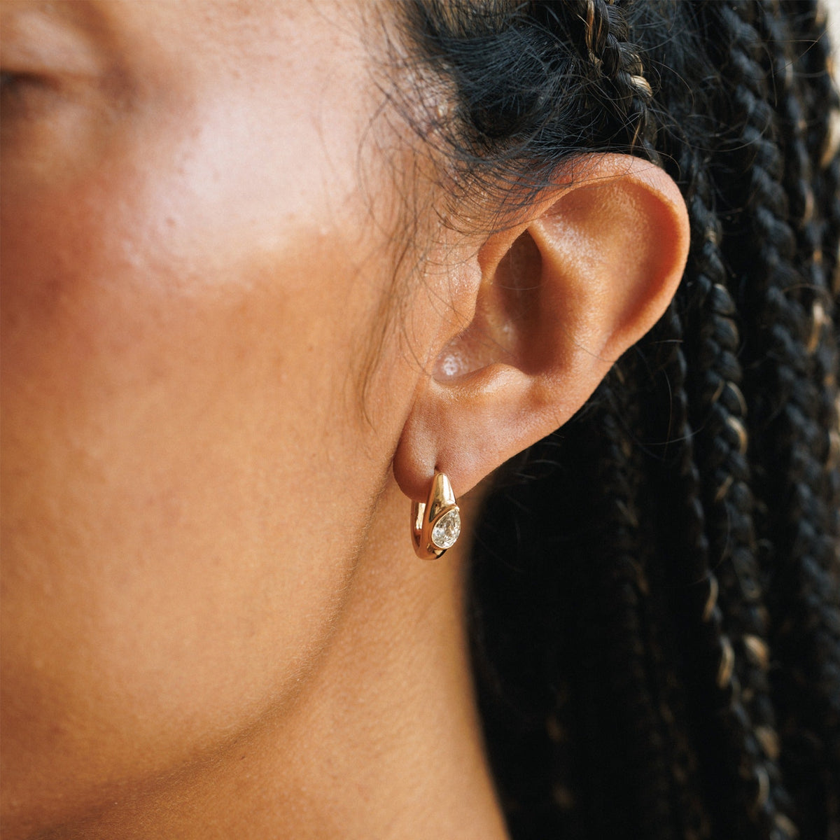 White Sapphire Zephyr Hoops