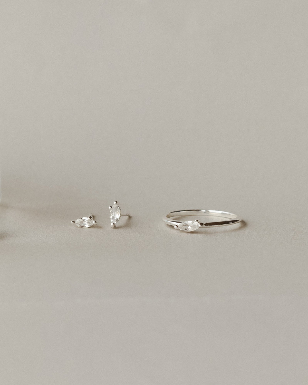 White Sapphire Leaflet Studs