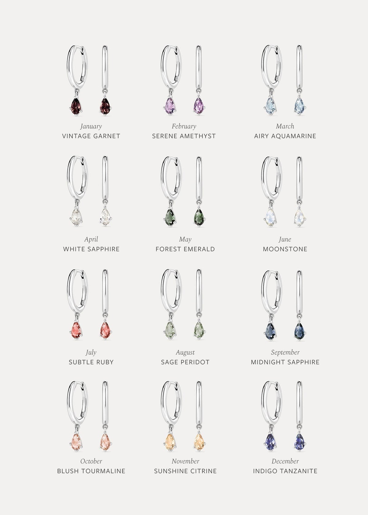 Aura Birthstone Drop Hoops