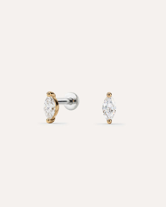 Marquise White Sapphire Flatback Studs