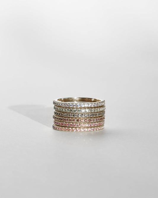 Silver Aura Birthstone Stacking Ring