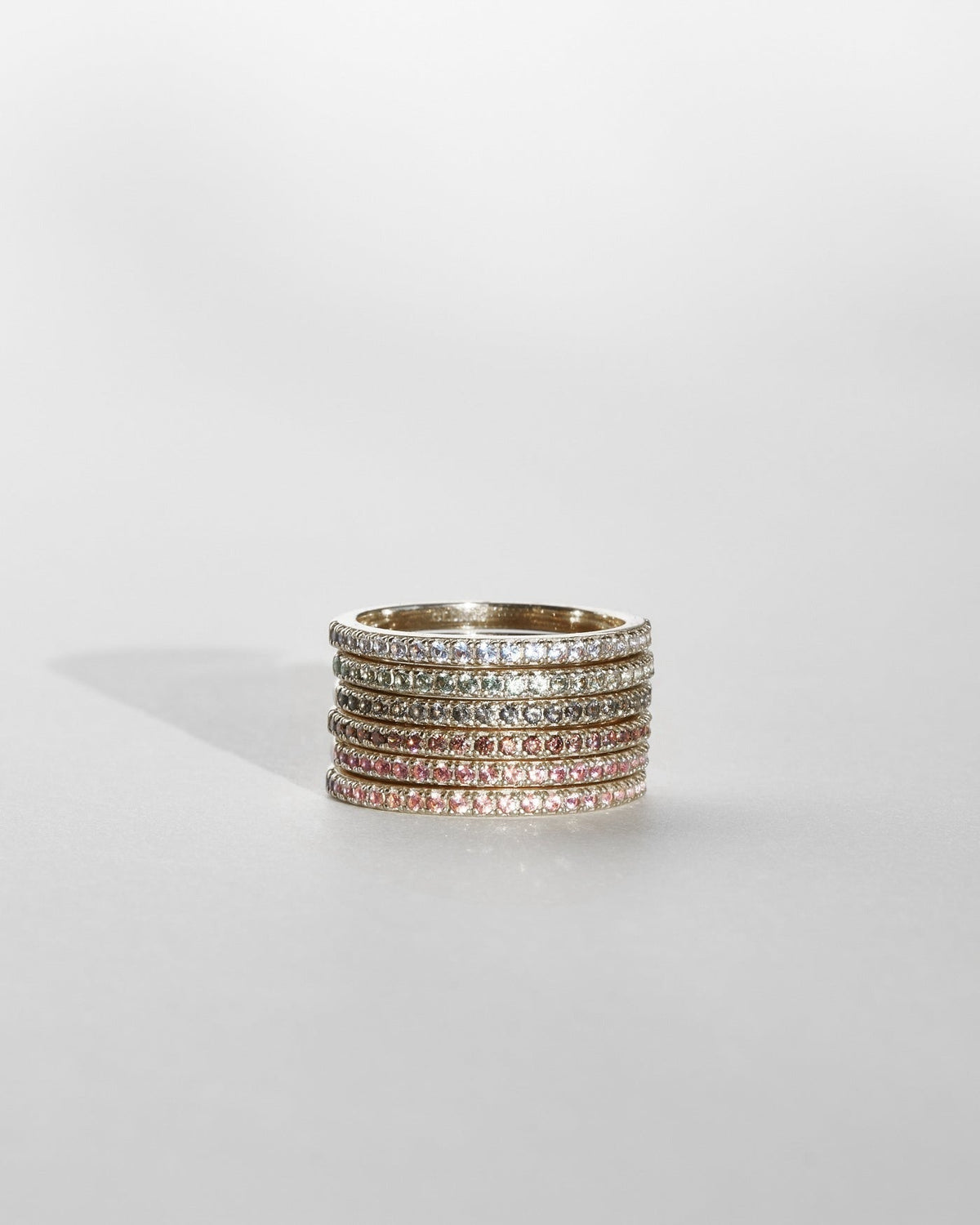 Silver Aura Birthstone Stacking Ring