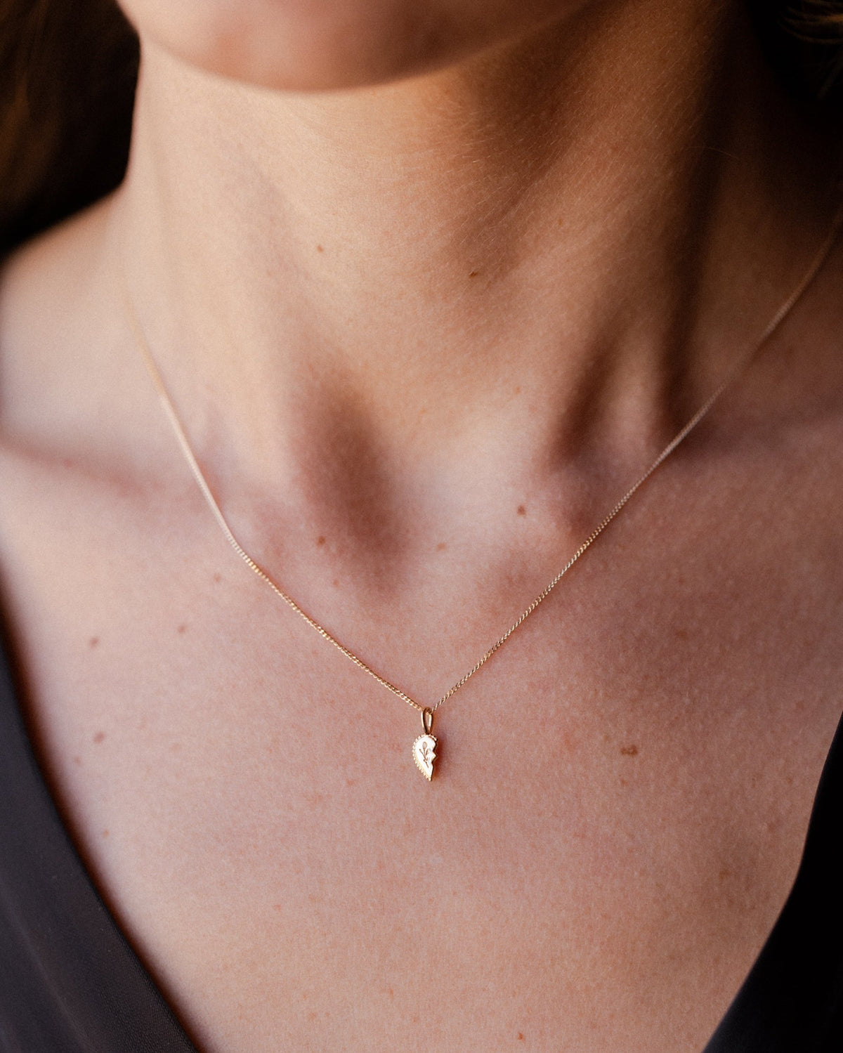 Solid Gold Shared Heart Necklace