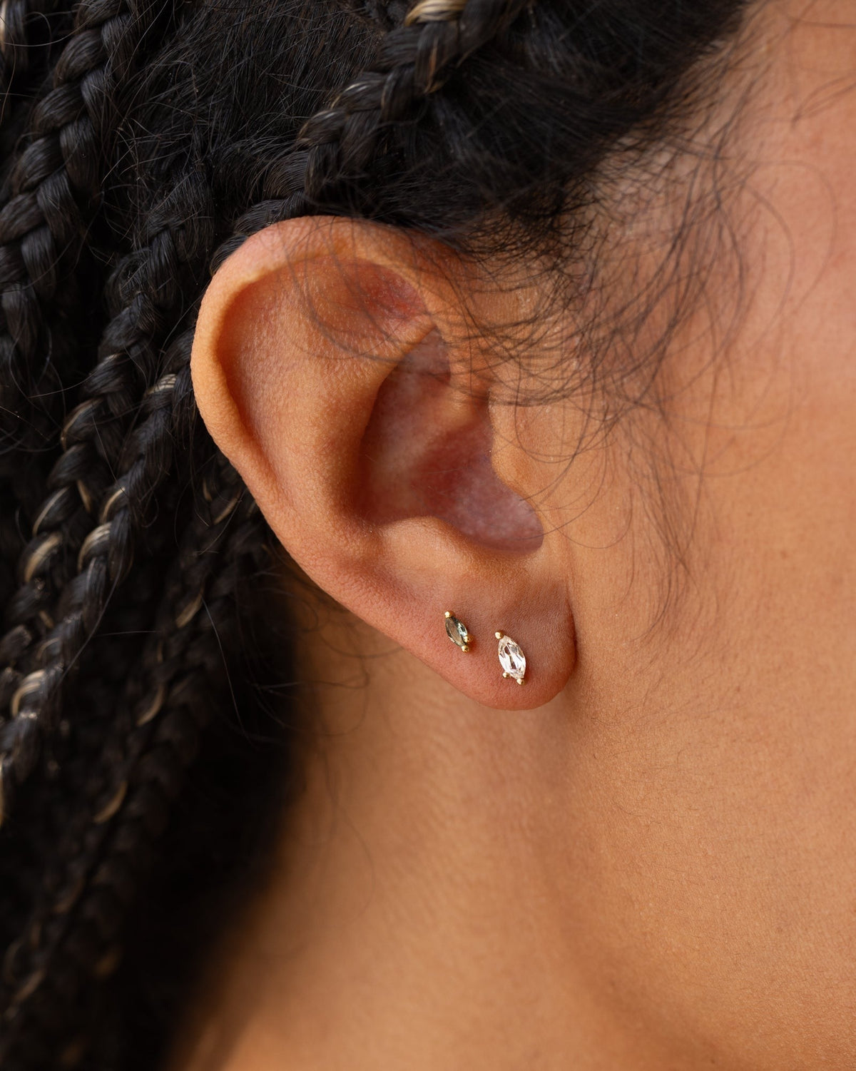 White Sapphire Leaflet Studs