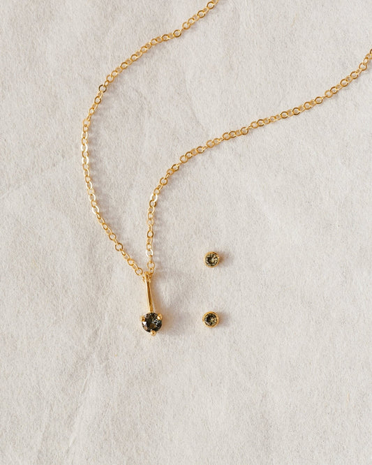 Aura Birthstone Necklace & Studs Set