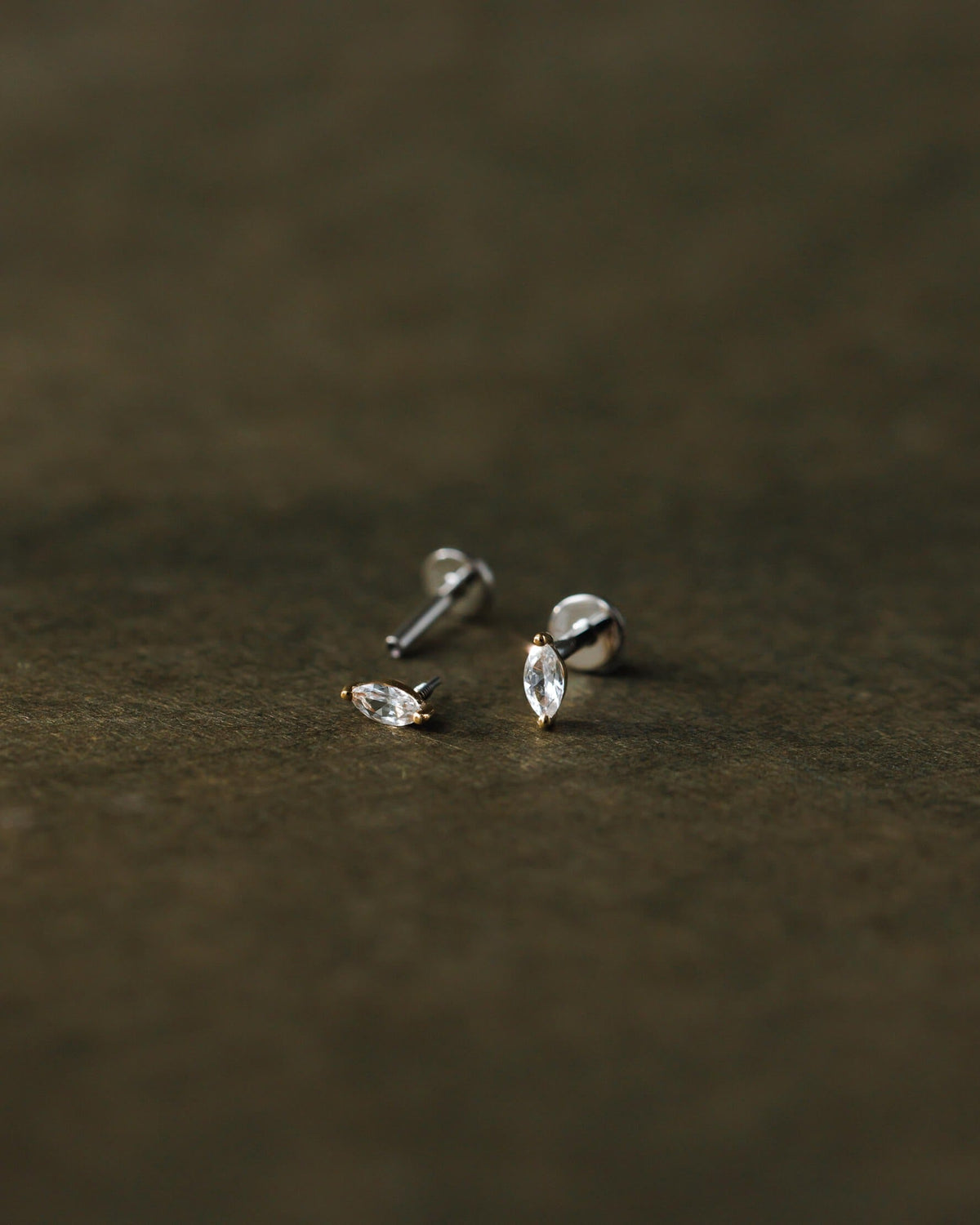 Marquise White Sapphire Flatback Studs