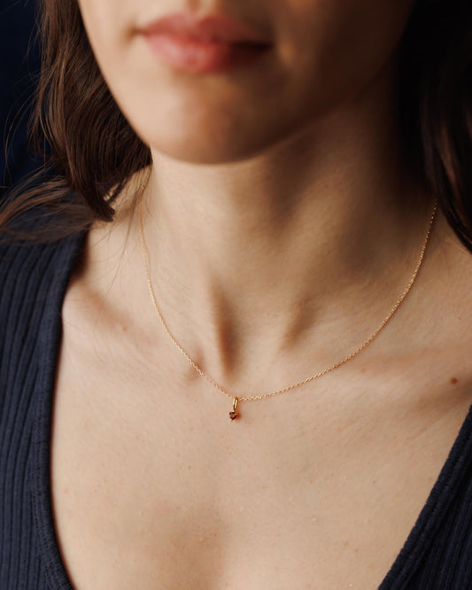 Solid Gold Aura Birthstone Charm Necklace