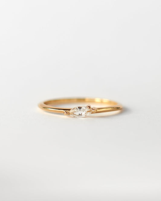 White Sapphire Leaflet Ring