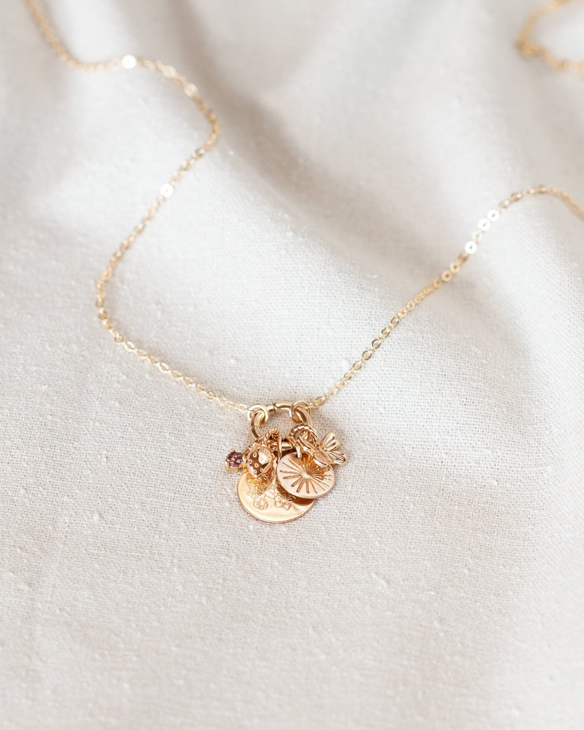 Solid Gold Charm Holder Necklace