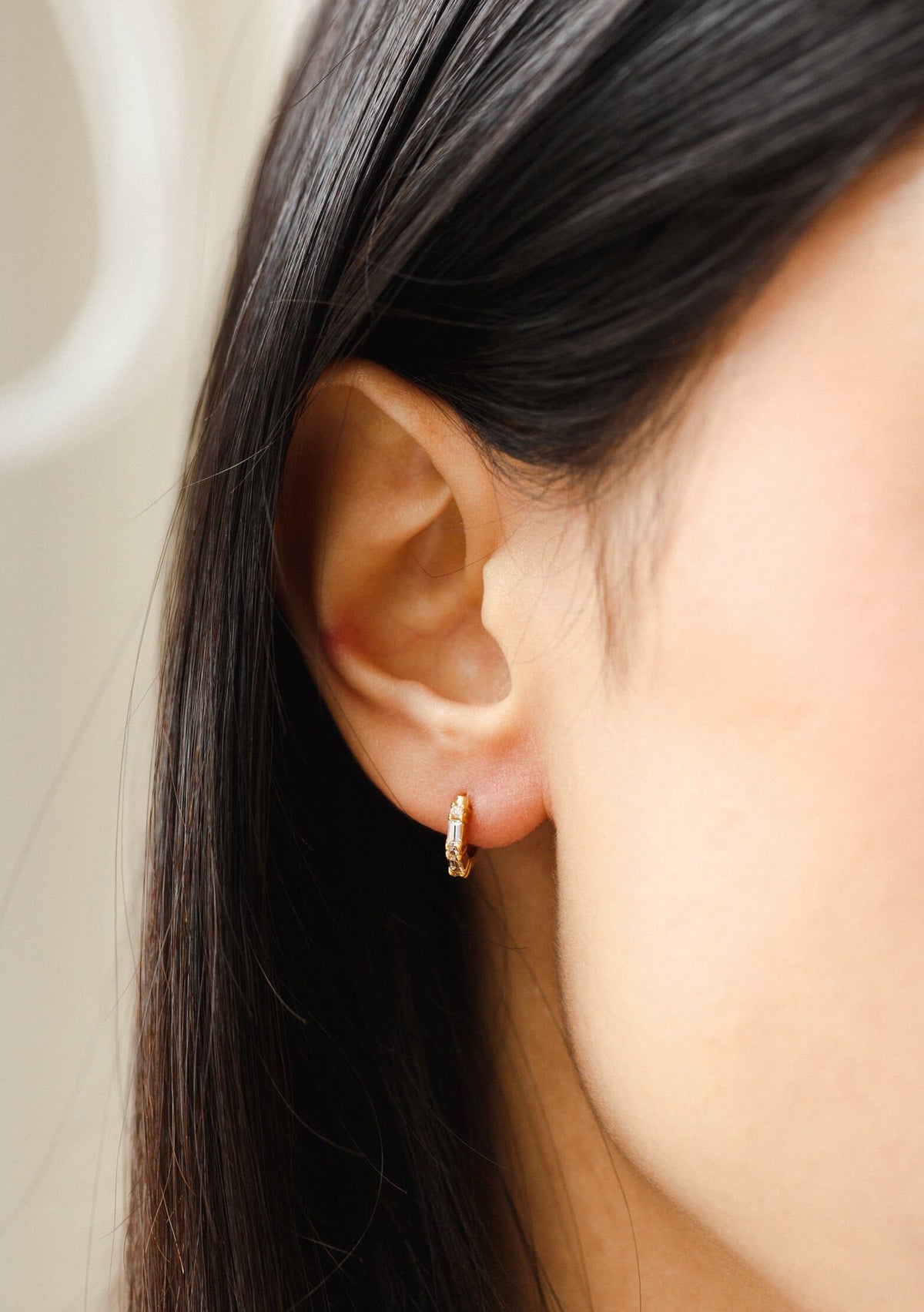 Grace White Sapphire Huggie Hoops