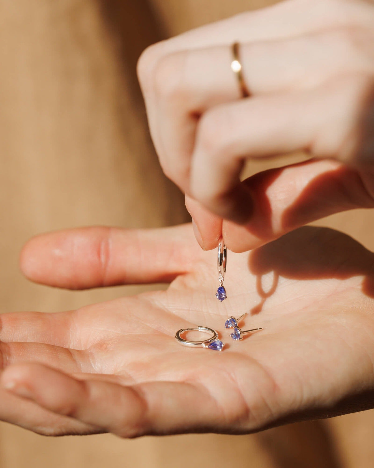 Aura Birthstone Drop Hoops