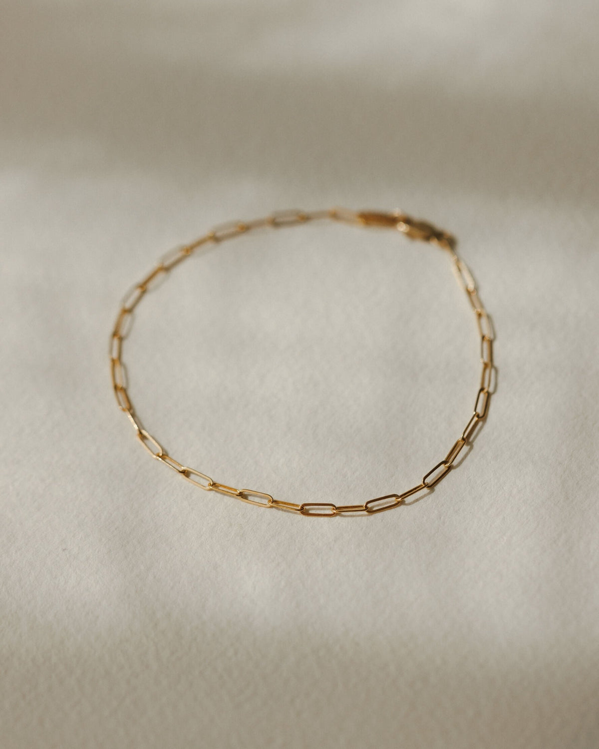 Solid Gold Dainty Paperclip Chain Bracelet