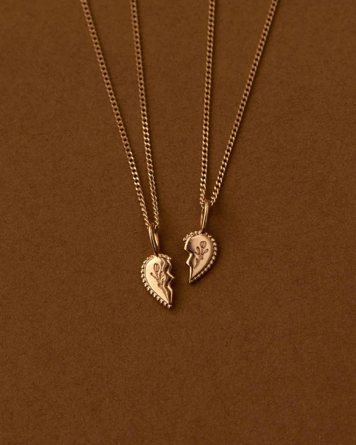 Solid Gold Shared Heart Necklace