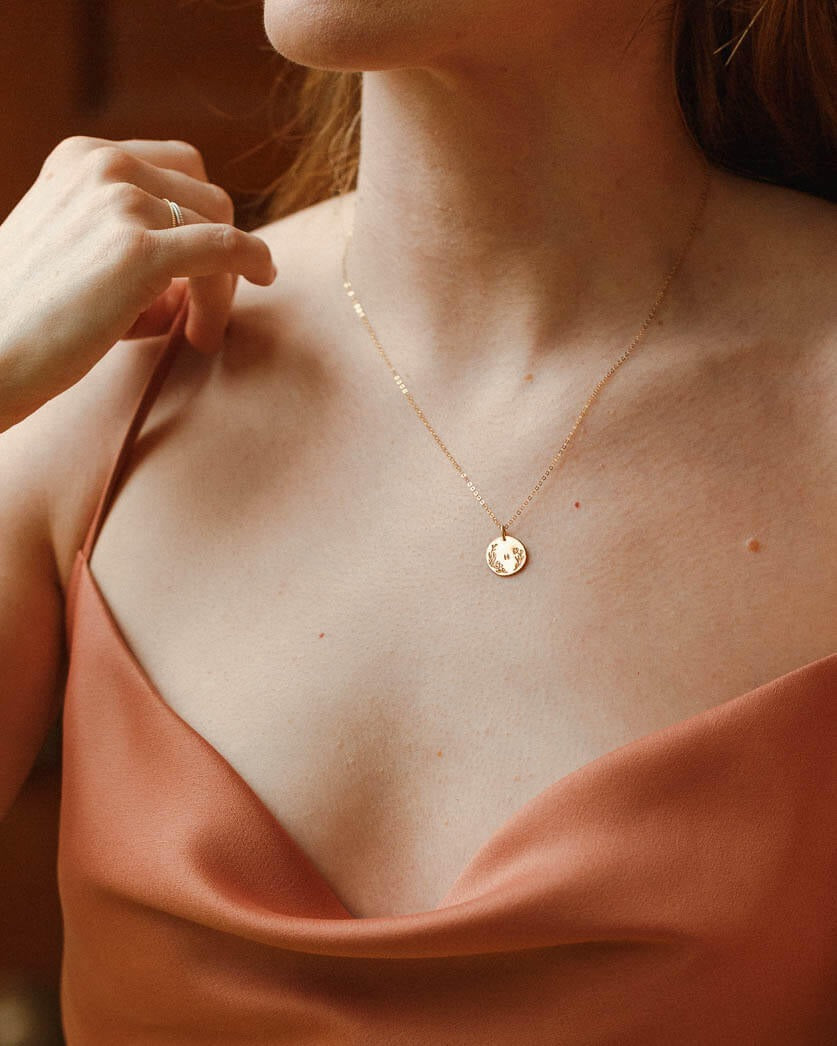 Floral Frame Necklace - Sterling Silver and Gold Fill