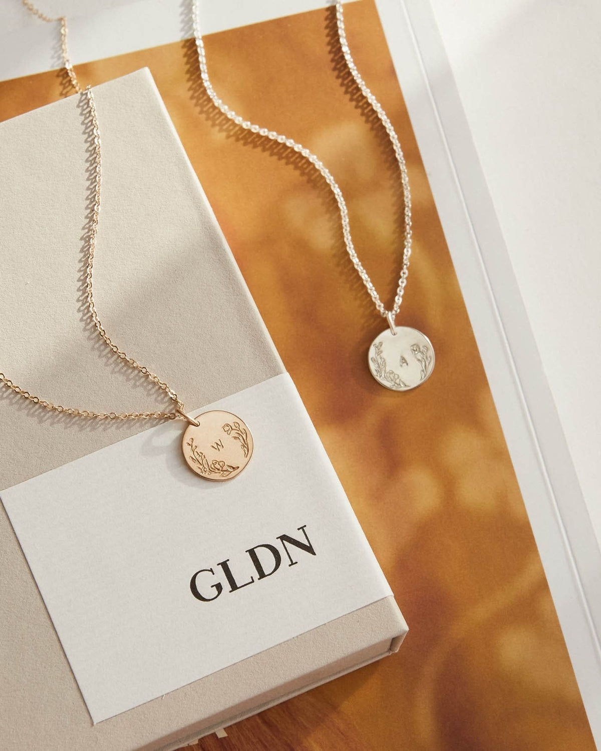 Floral Frame Necklace - Sterling Silver and Gold Fill