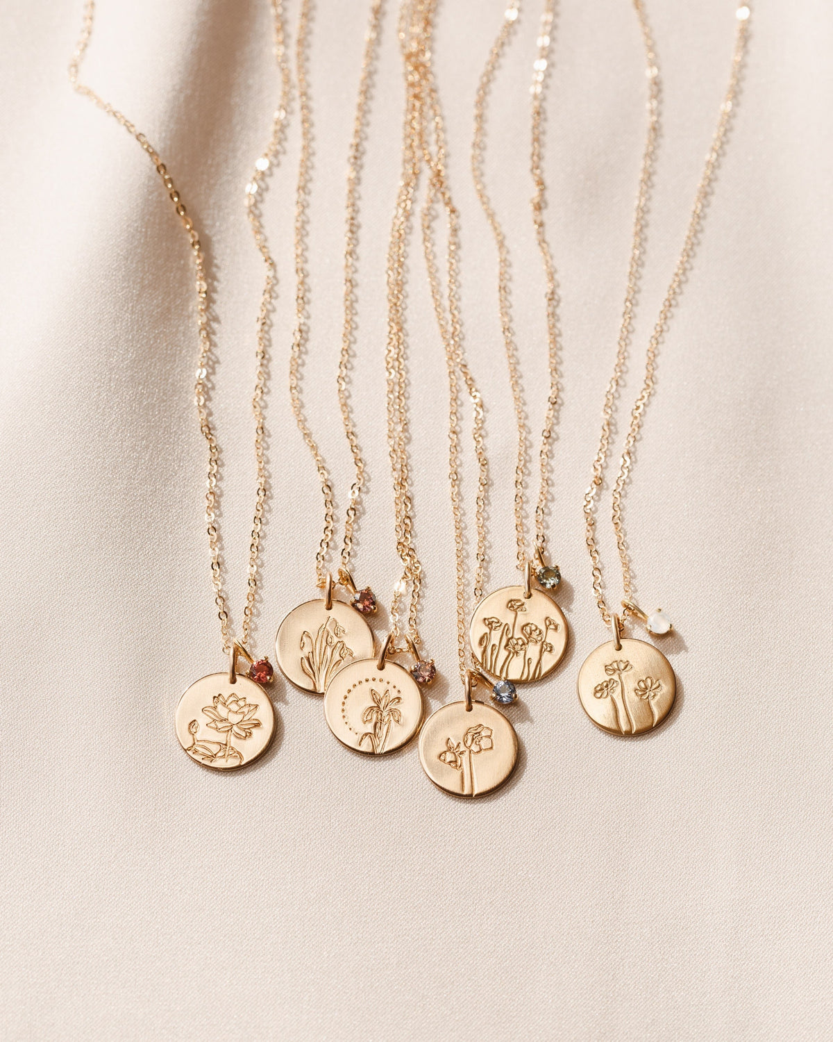 Solid Gold Flora Birthstone Necklace