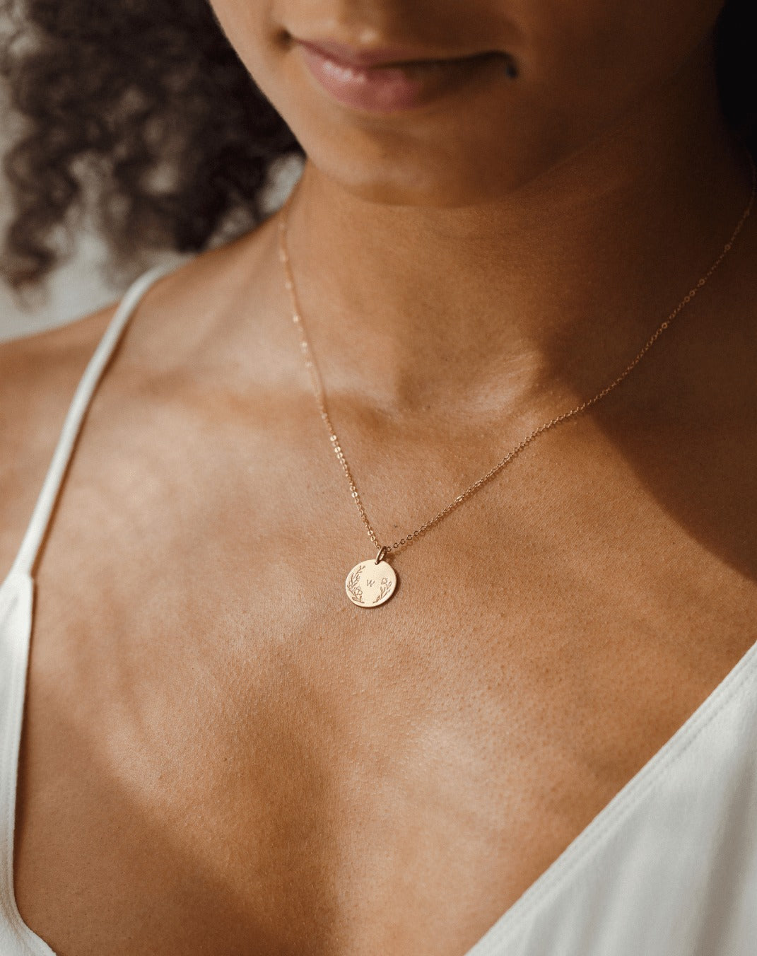 Floral Frame Necklace - Sterling Silver and Gold Fill