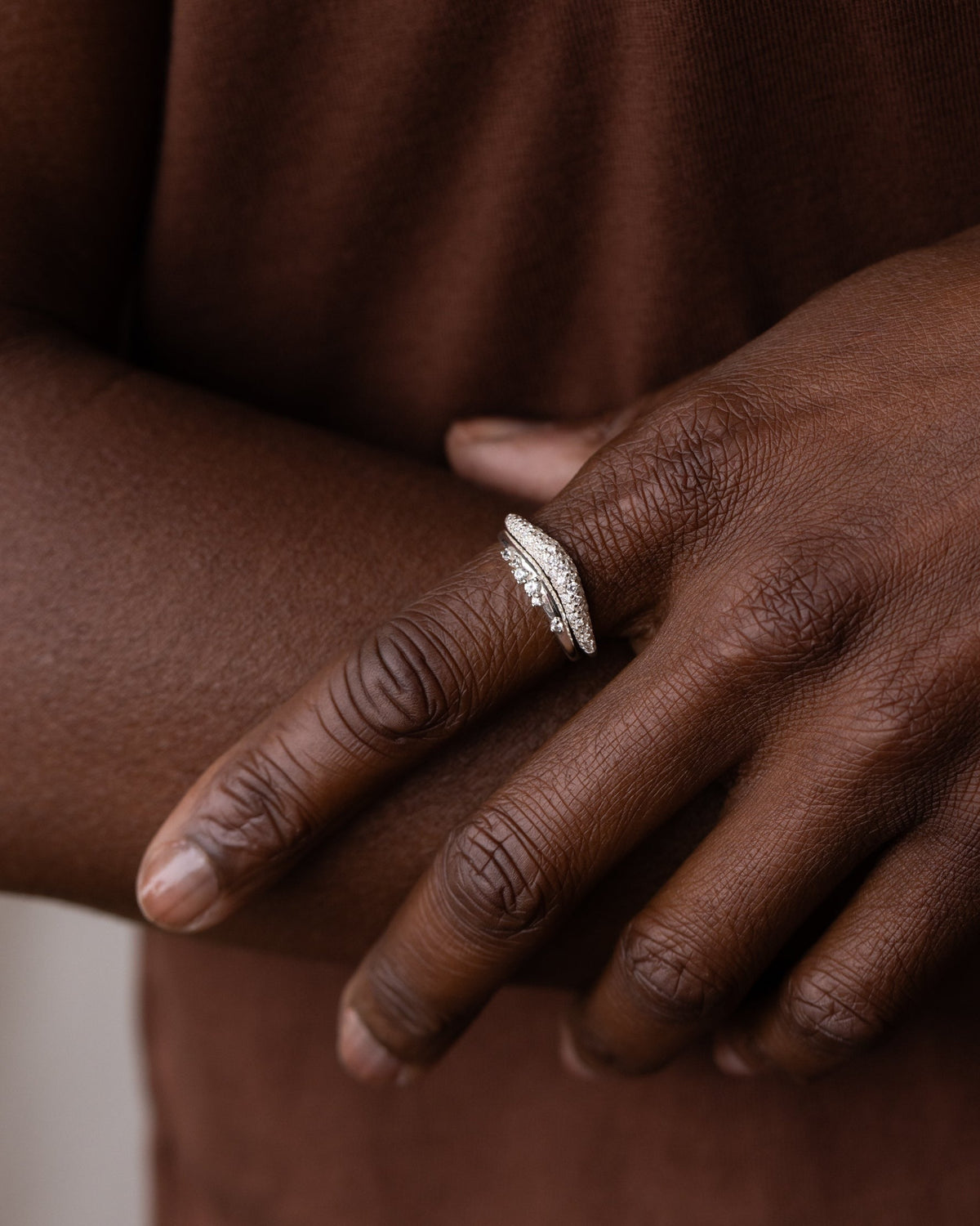 Dappled White Sapphire Flow Ring