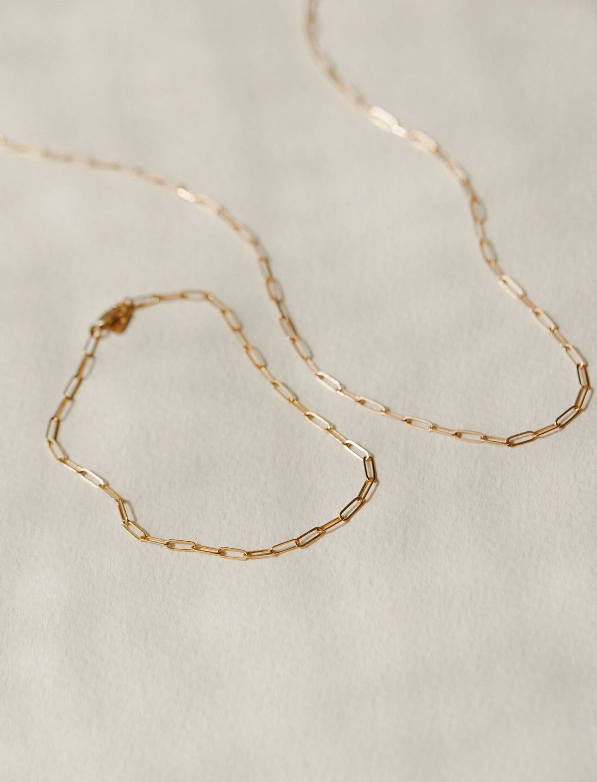Solid Gold Dainty Paperclip Chain Bracelet