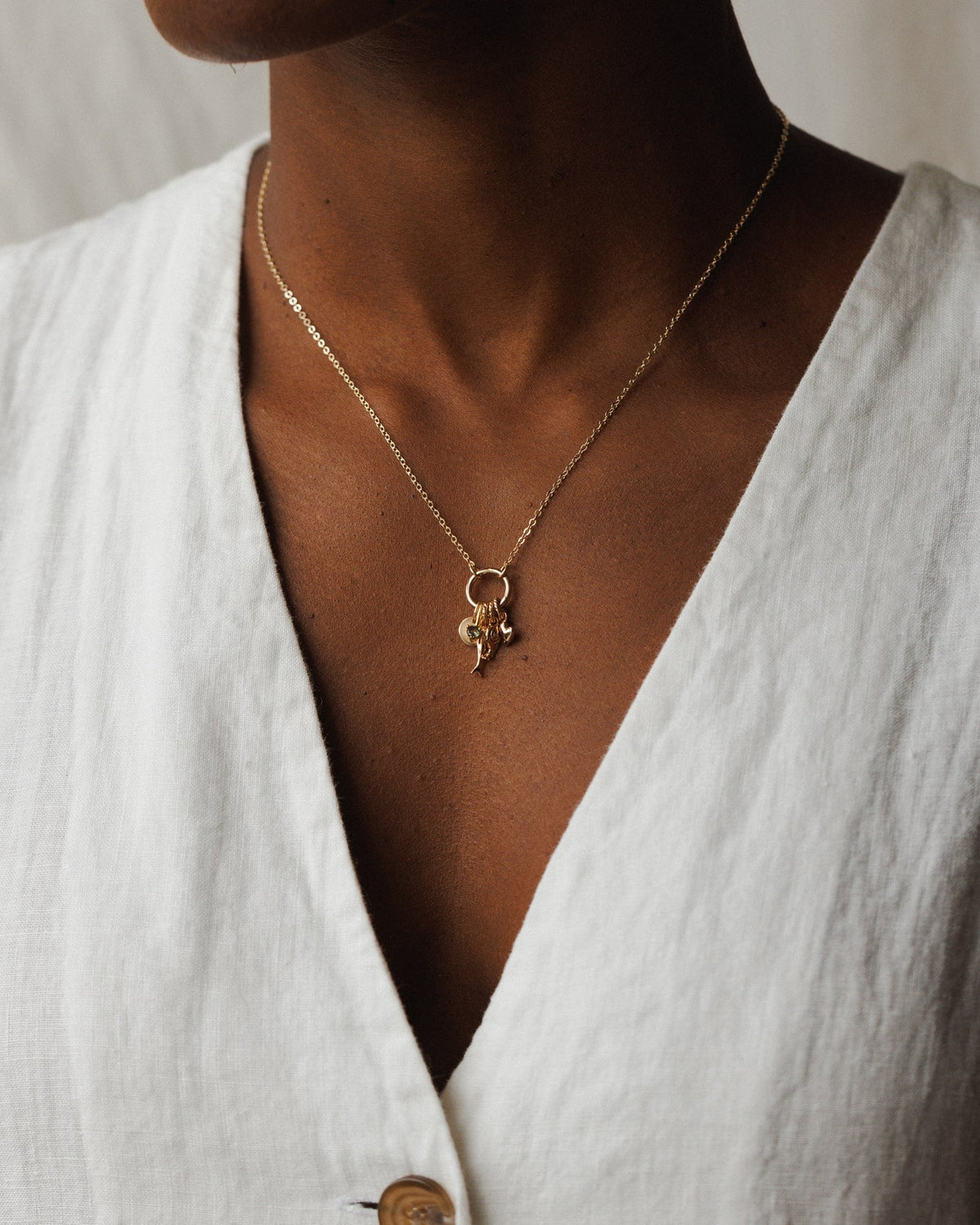 Solid Gold Charm Holder Necklace