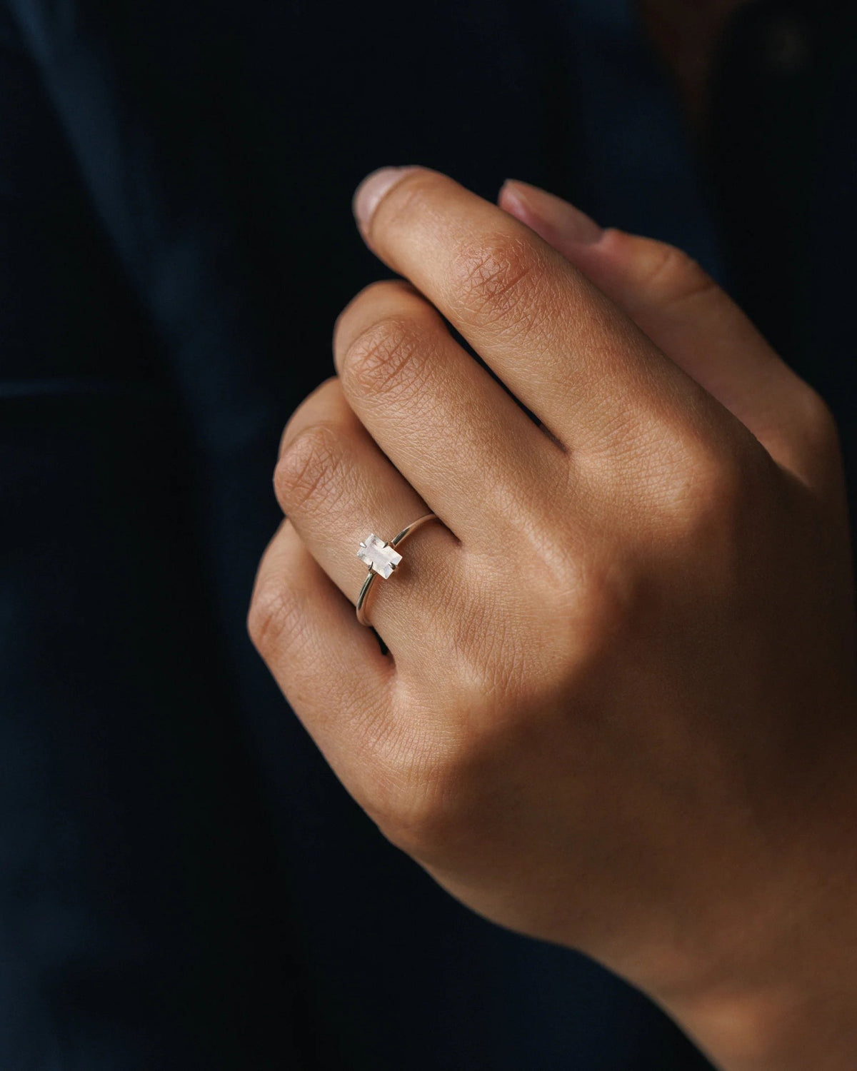 Silver Grand Baguette Ring