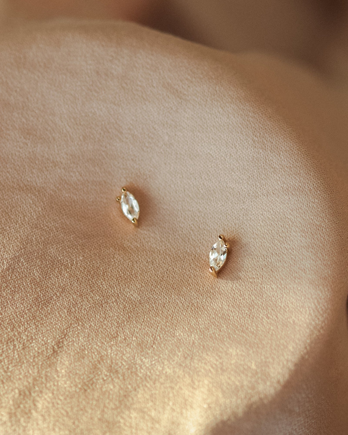 White Sapphire Leaflet Studs