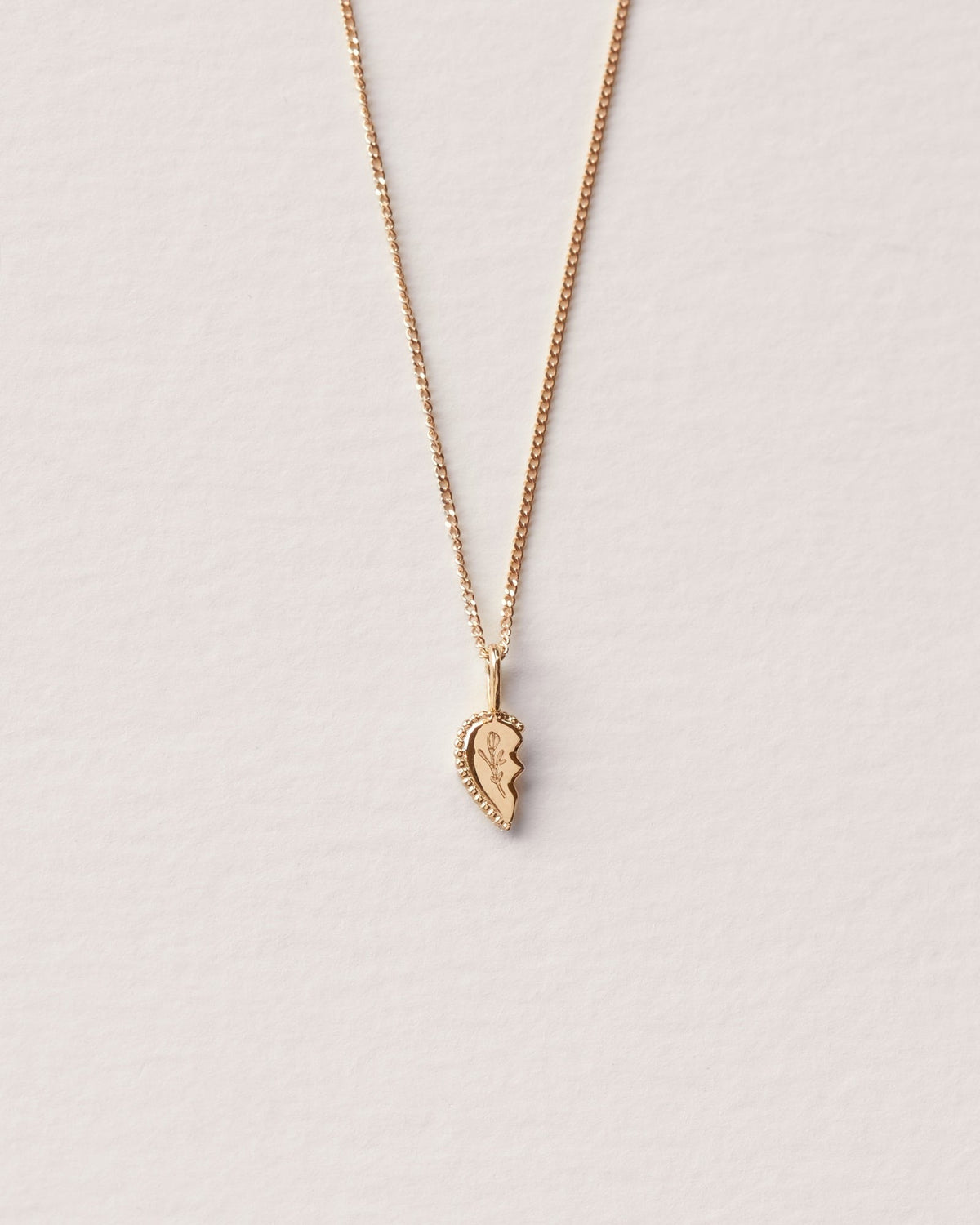 Solid Gold Shared Heart Necklace