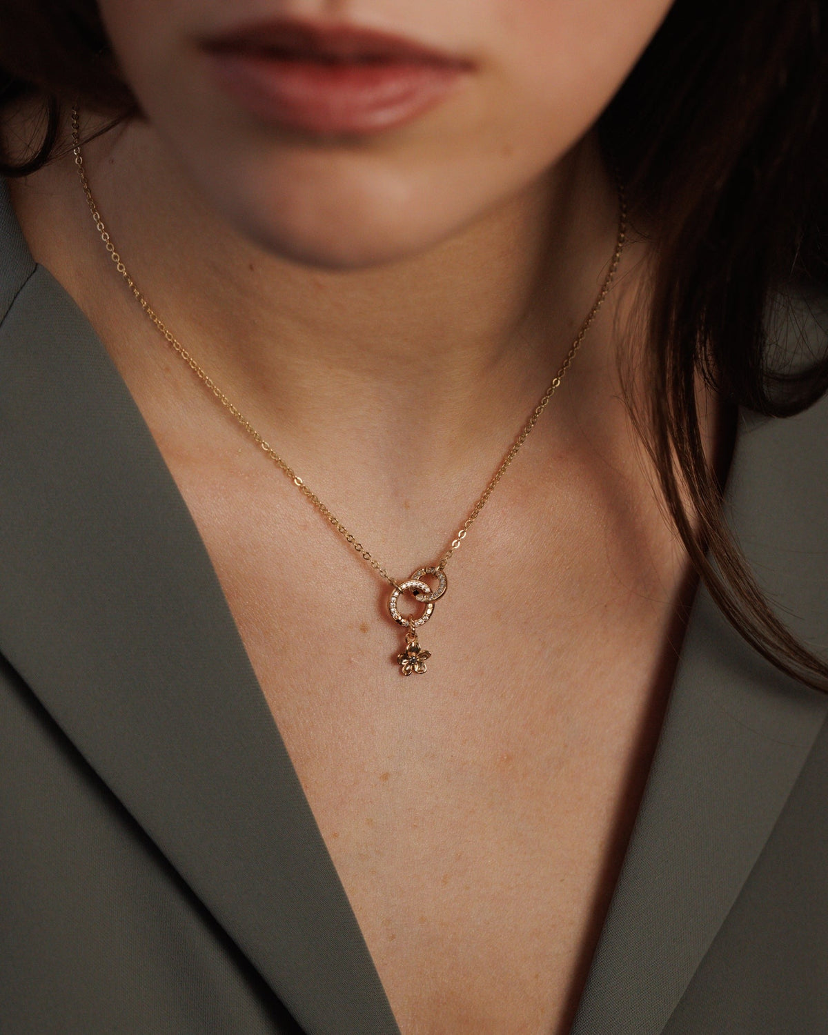 Pavé Duo Charm Holder Necklace
