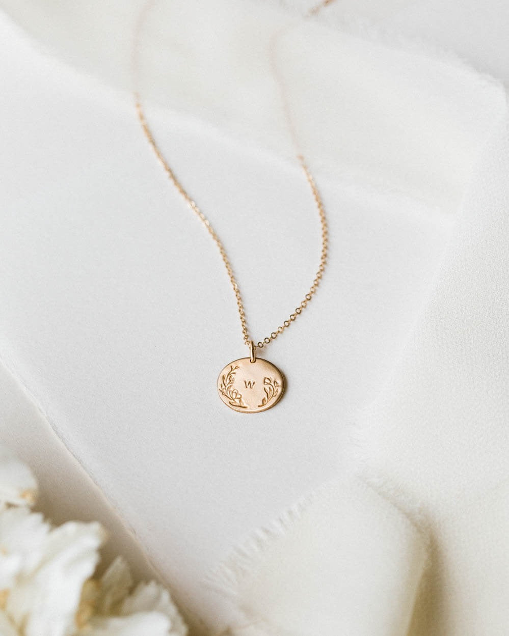 Floral Frame Necklace - Sterling Silver and Gold Fill