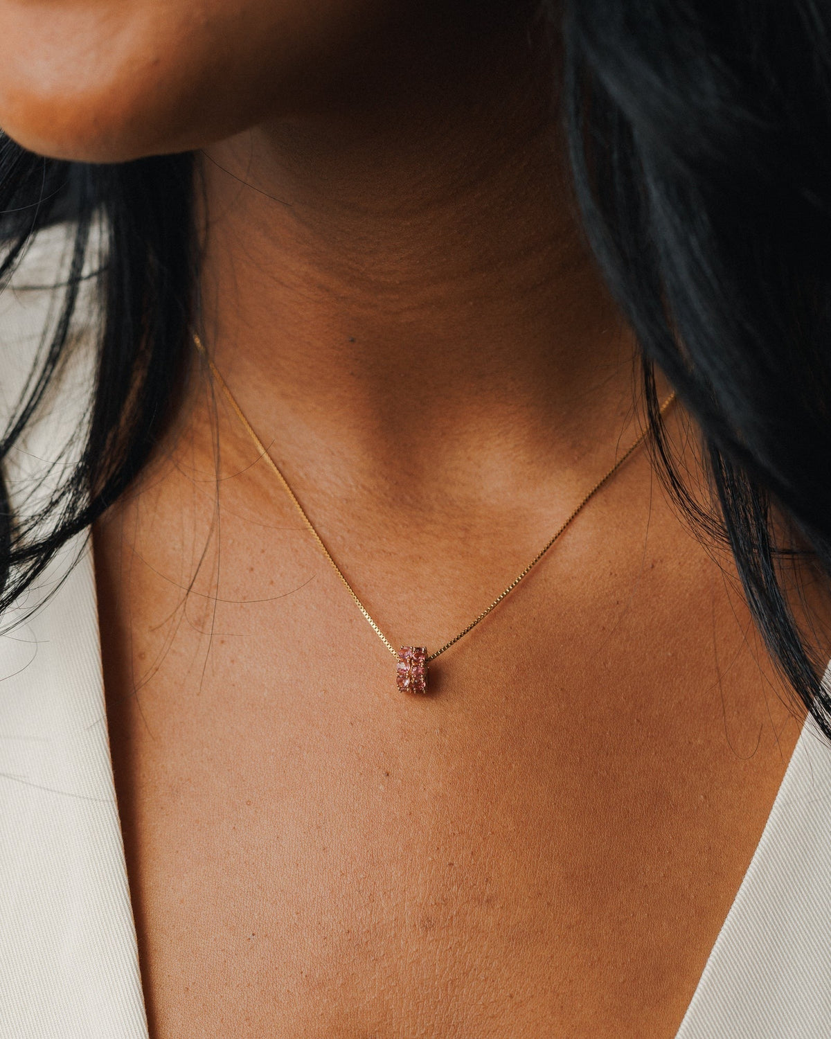 Solid Gold Aura Birthstone Bead Necklace
