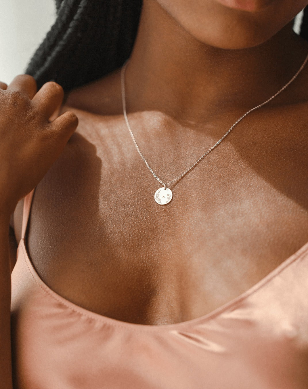 Floral Frame Necklace - Sterling Silver and Gold Fill