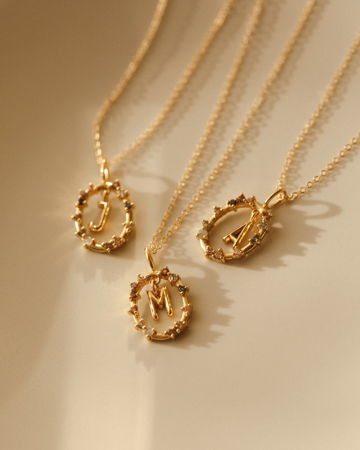 Gemstone Frame Initial Pendant