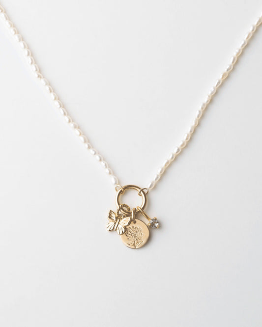 Pearl Charm Holder Necklace