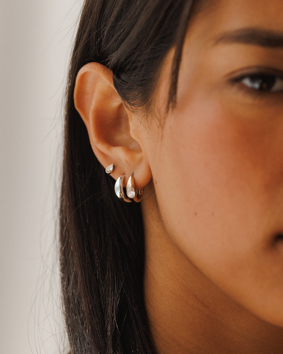 White Sapphire Zephyr Hoops