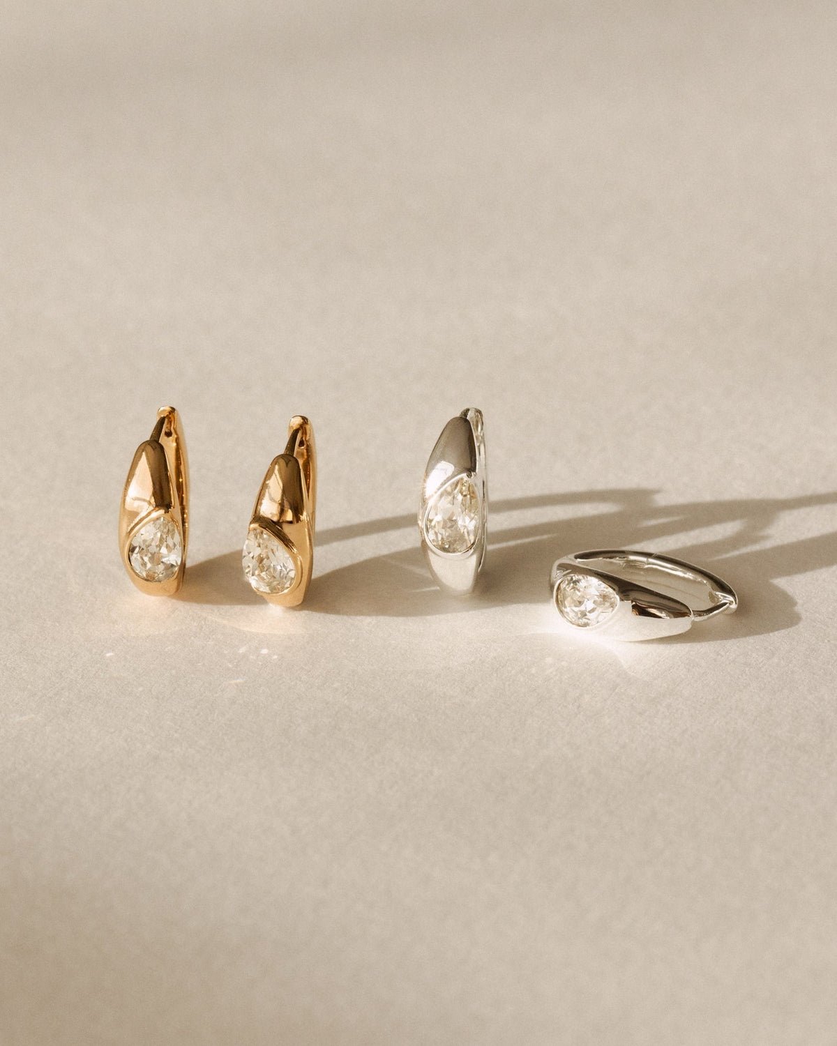 White Sapphire Zephyr Hoops