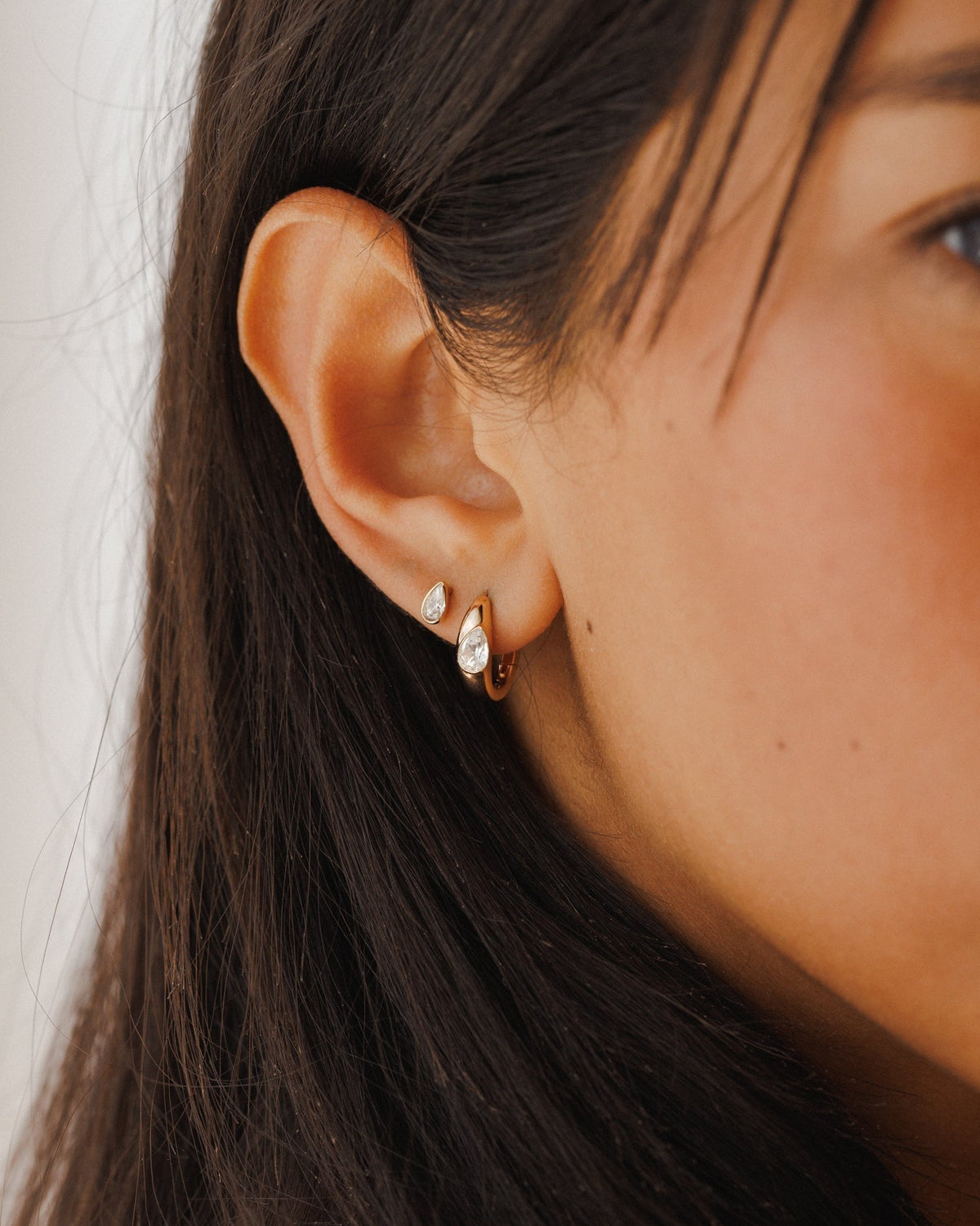 White Sapphire Zephyr Hoops