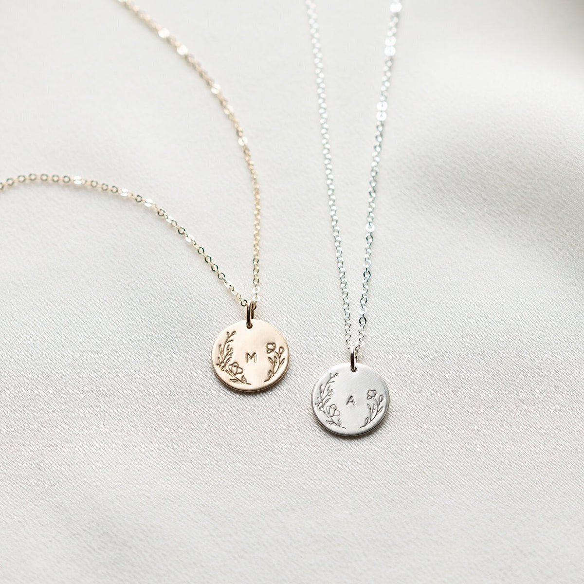 Floral Frame Necklace - Sterling Silver and Gold Fill