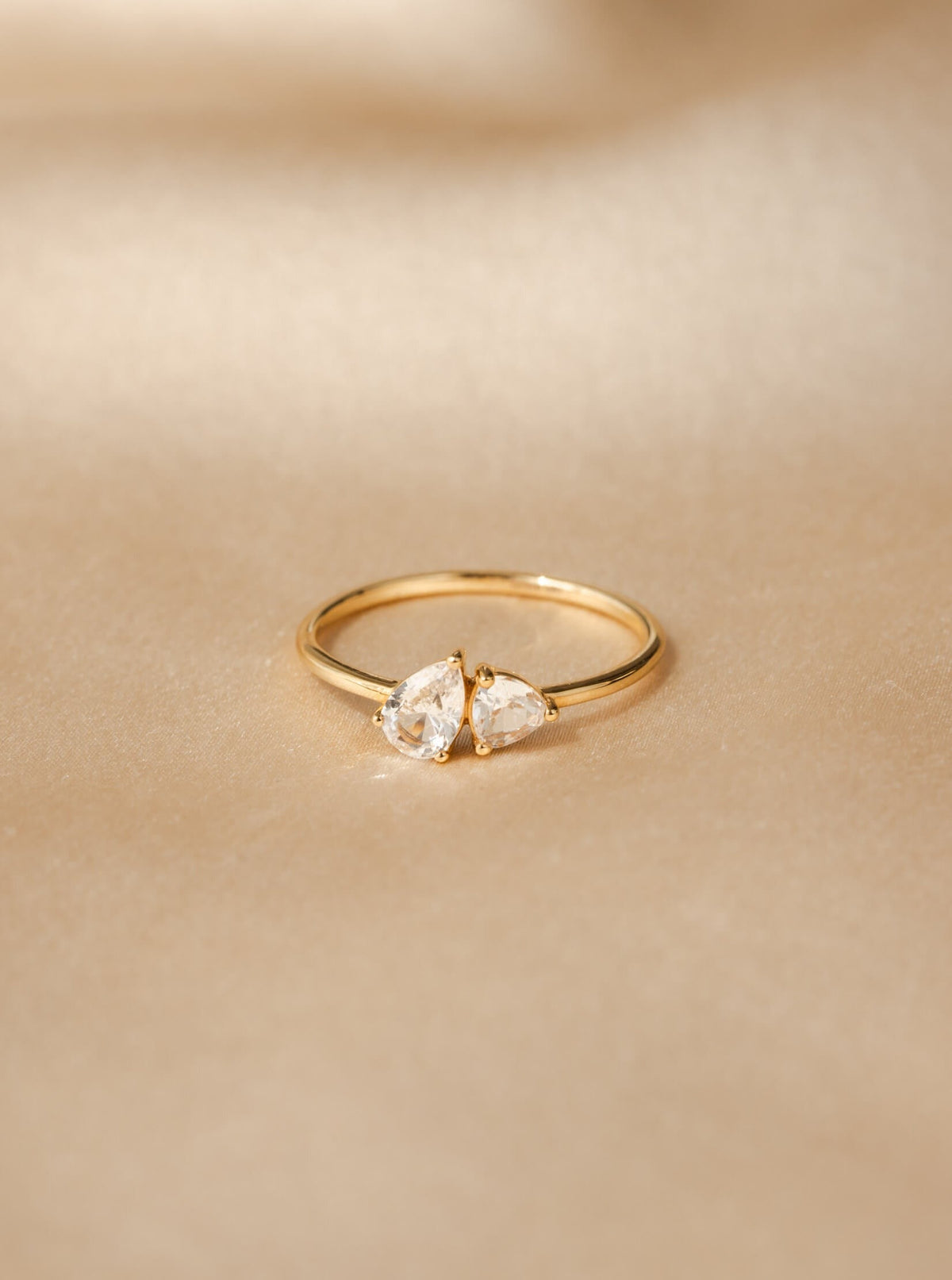 White Sapphire Toi et Moi Ring