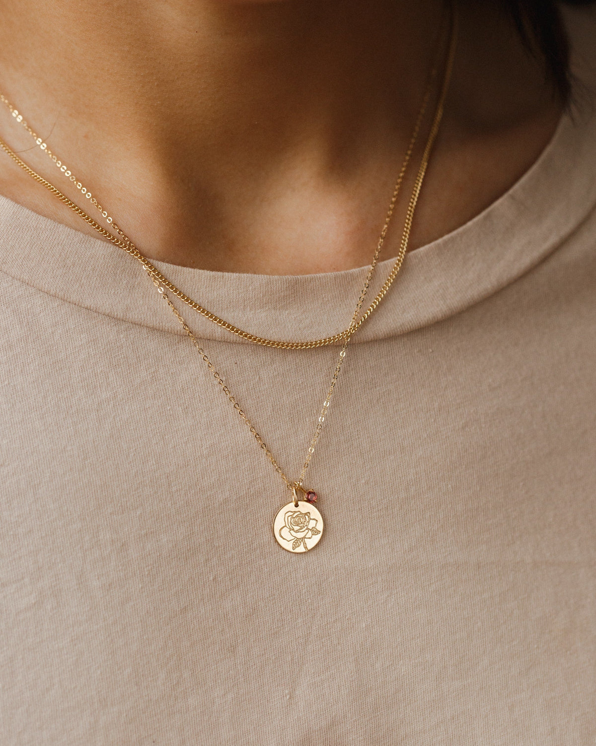 Solid Gold Flora Birthstone Necklace