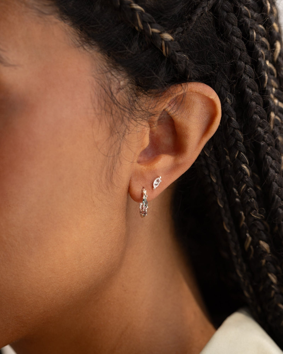 White Sapphire Leaflet Studs