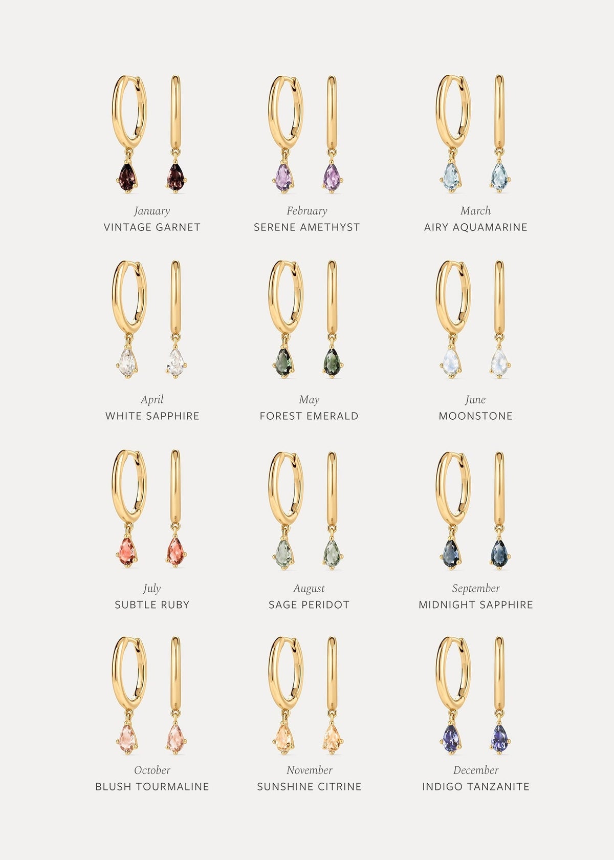 Aura Birthstone Drop Hoops