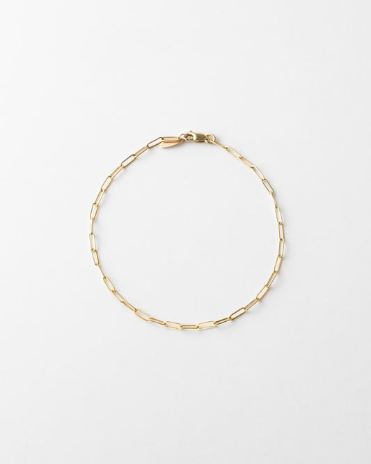 Solid Gold Dainty Paperclip Chain Bracelet