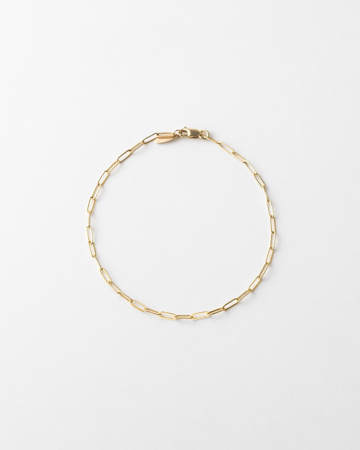 Solid Gold Dainty Paperclip Chain Bracelet