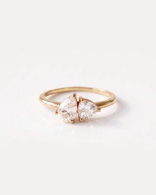 White Sapphire Toi et Moi Ring