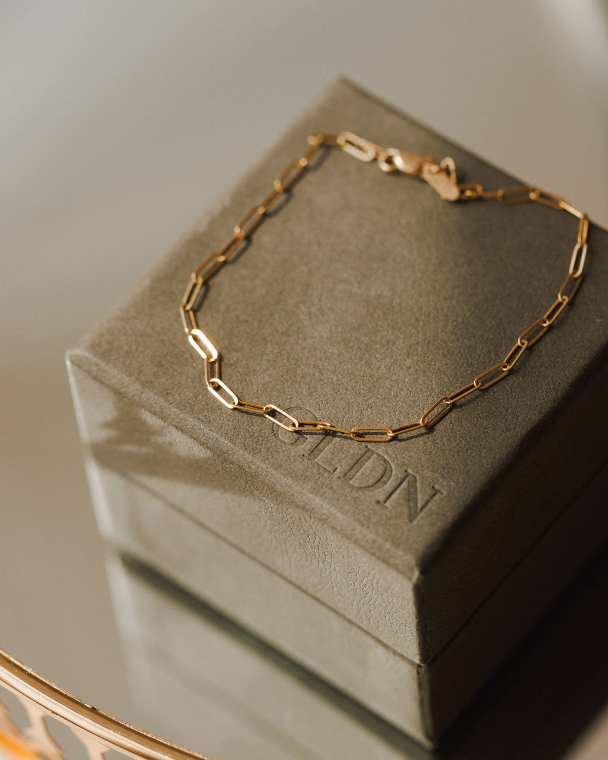 Solid Gold Dainty Paperclip Chain Bracelet